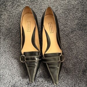 Nordstrom Black Leather heels with Buckle Detail